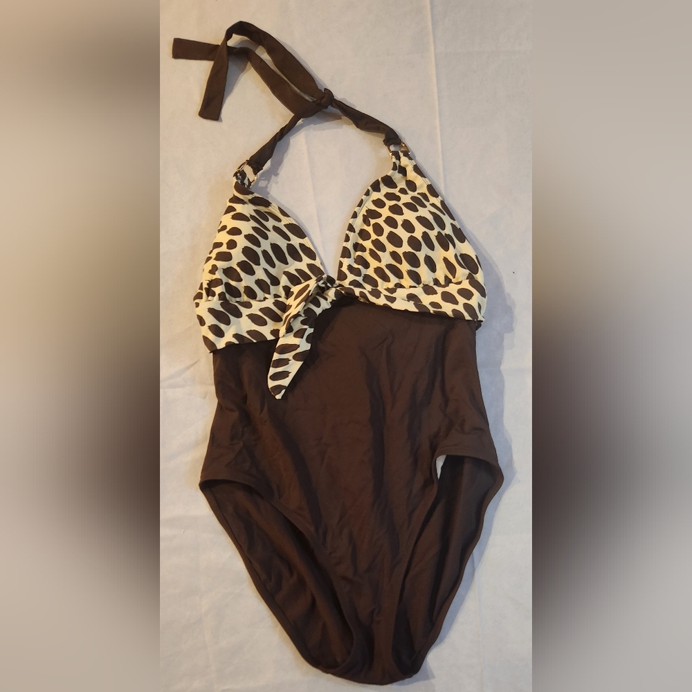 La Blanca Brown Print One Piece Sz 16